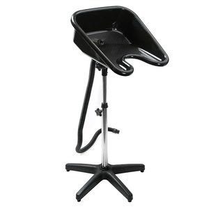 Portable Salon Basin Shampoo Sink with Drain - Black - Adjustable Height